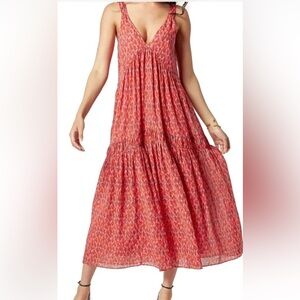 Joie Maxi Sleeveless Tiered Flowing Summer Dress in Tea Rose Size L